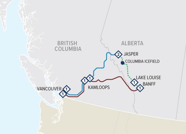 Rocheuses canadiennes et train - 9 jours